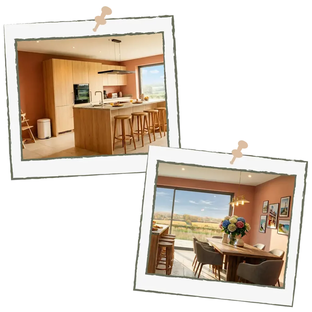 Cuisine et salle à manger conviviales, gîte Nid serein à Auray dans le Morbihan